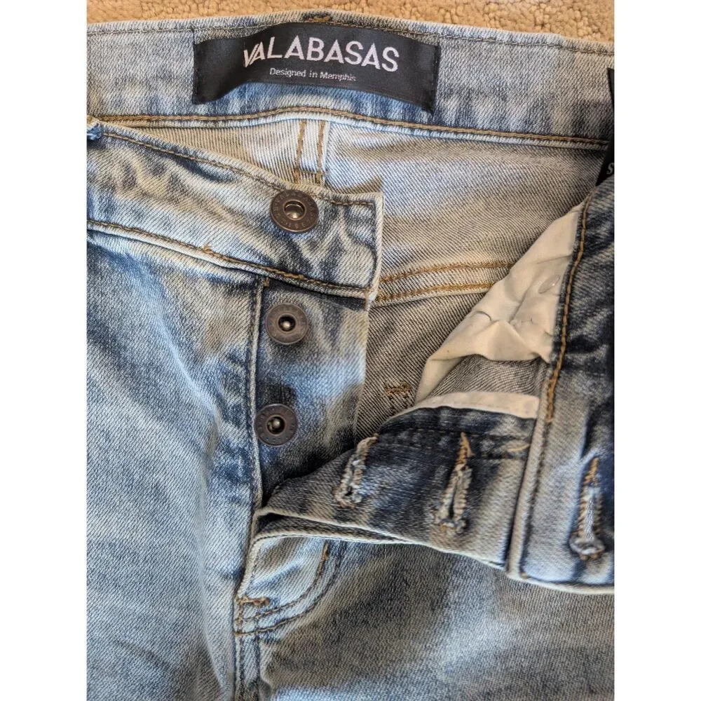 Valabasas Jeans Mens Size 32/36 32X36 Blue Denim Designer Skinny Flare